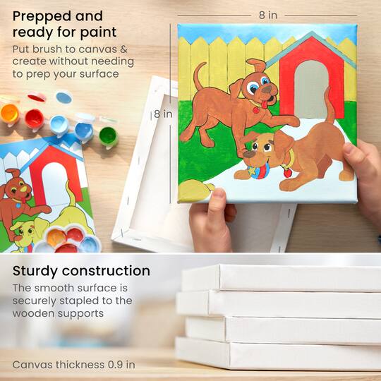 Arteza® Kids Canvas Paint Kit, 4 8x8 Canvas with Brushes & Paints Animals